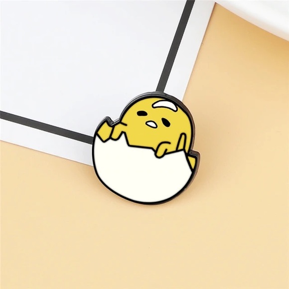 Sanrio Gudetama The Lazy Egg Yolk Enamel Metal Pin Brooch - Picture 7 of 9